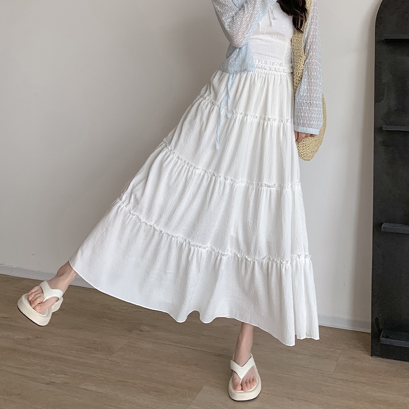 【1つ買うと10つ無料】春と夏の女性のためのスカートハイウエスト気質ミディアム長さケーキスカートスカートバレエスタイル