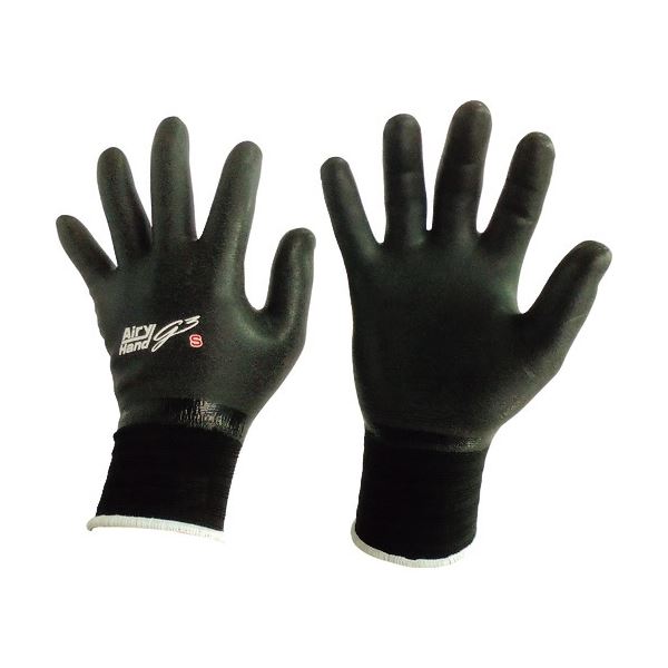 (まとめ) 富士手袋工業 エアリーハンド ジースリー S 黒 7466-S-BL 1双 (×20セット)