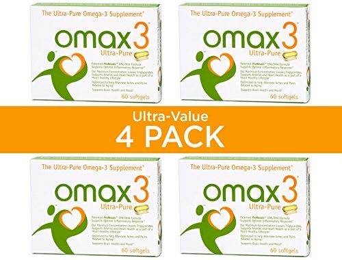 ぴゅあOMAX3 4-Pack Discount Ultra-Pure Omega-3 Supplement, 1500 mg, 93.9% Omega-3 EPA/DHA, NSF Certifie