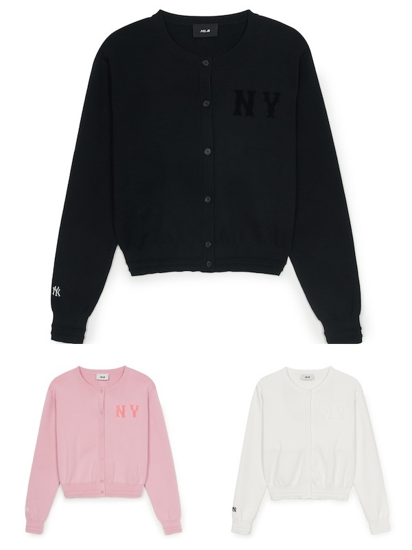 3FKCB0251 正規品保証 関税負担なし 韓国限定販売 [25S新商品]レディース ベーシック クーパー ボタン クロップ カーディガン ニューヨーク ヤンキース