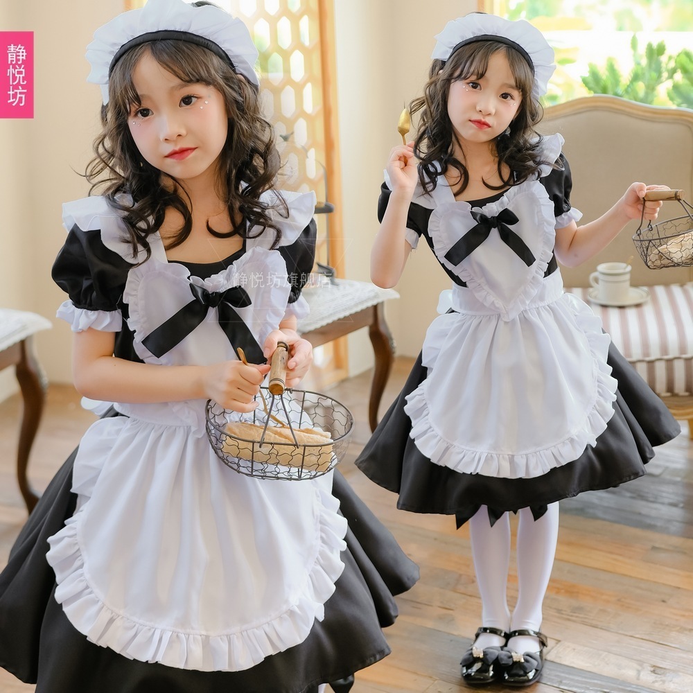 子供用アリス黒メイド服ロリータドレスハロウィン女の子舞台公演衣装外国貿易国境を越えた