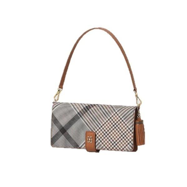 AK水原店 ハンドバッグ ブラウン チェック柄 多機種 携帯電話財布 DCHO5E328