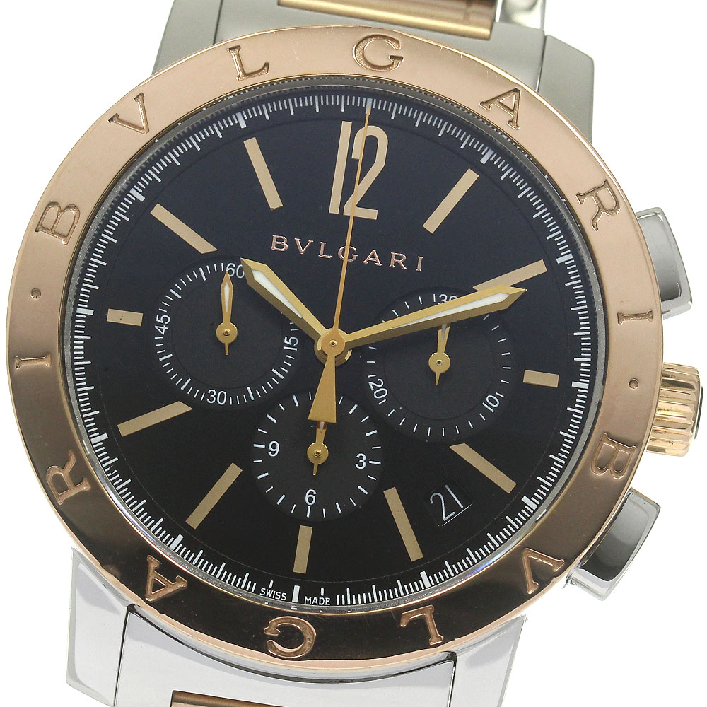 ブルガリ BVLGARI BB41SPGCH ブルガリブルガリ クロノグラフ 自動巻き メンズ 良品 保証書付き_835380【中古】