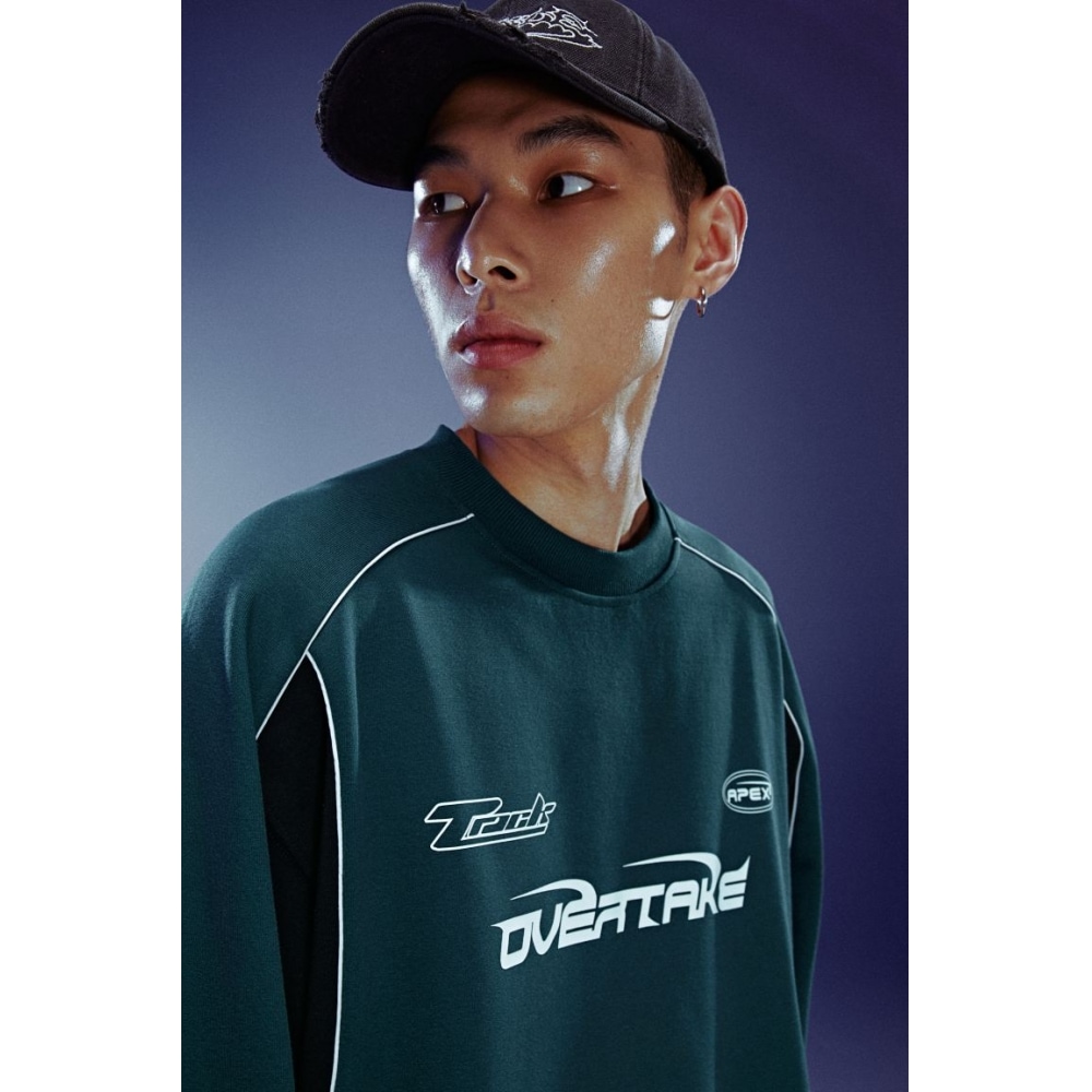 H&M ルーズフィットプリントスウェットシャツターコイズ/アペックス