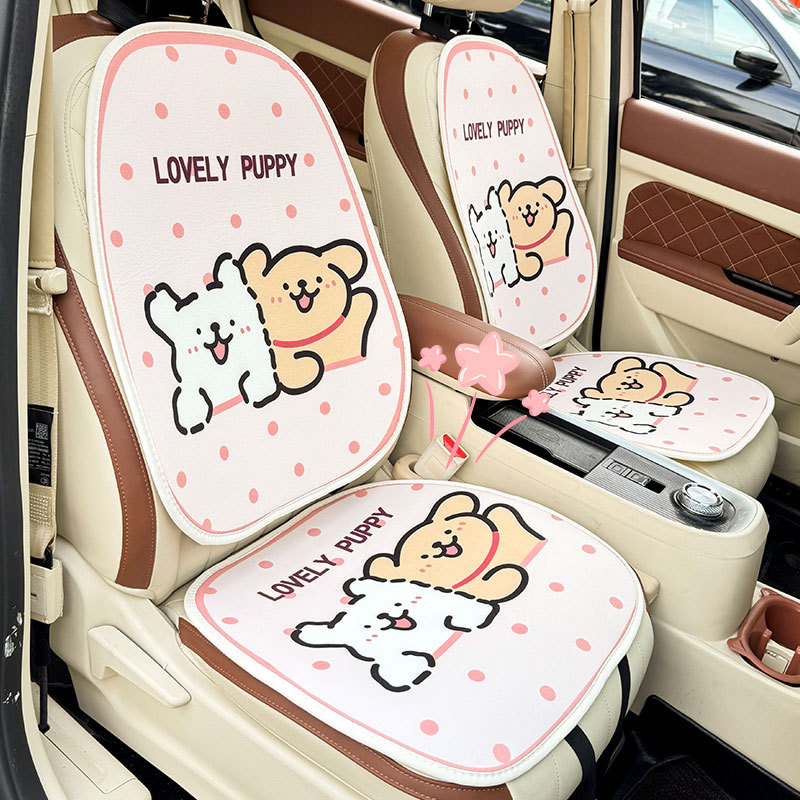 斑点のある子犬冬ぬいぐるみカーシートクッション暖かいオールシーズンかわいい漫画シングルチップカークッション