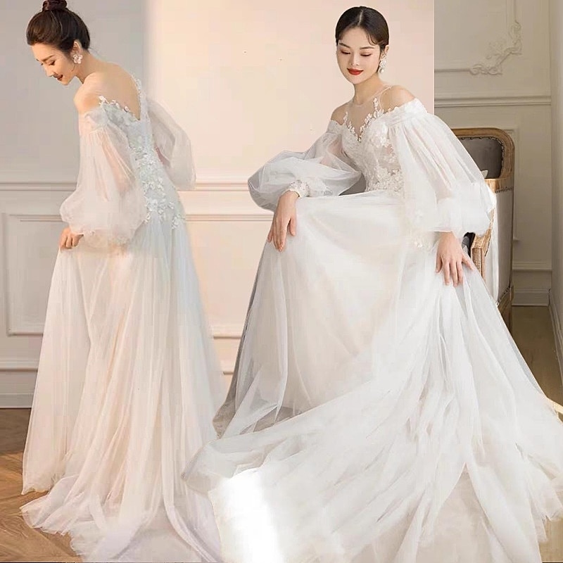 ウェディングドレスタキシード 二次会 パーティードレス 花嫁 海外挙式 お呼ばれドレス フォト 披露宴演奏会用ドレス 発表会 夢の花のフランス宮廷振り袖プリンセスのウェディングドレス 韓国ファッション