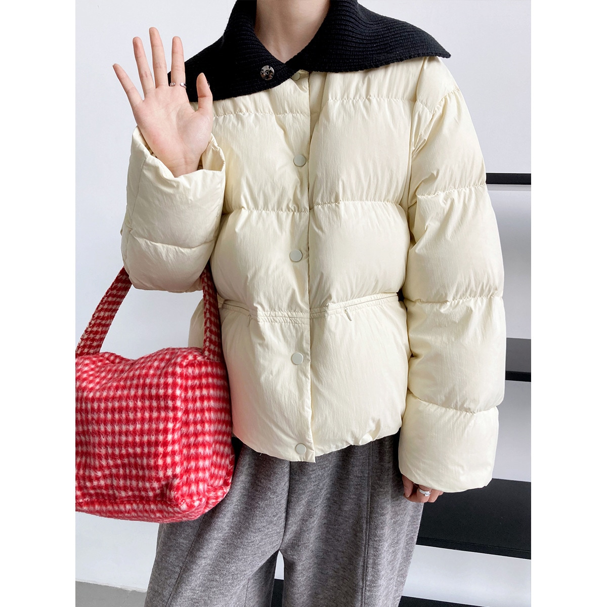ジャケット アウター オーバーサイズ ゆったり リバーシブル もこもこ カジュアル シンプル 大人可愛い 韓国ファッション-216