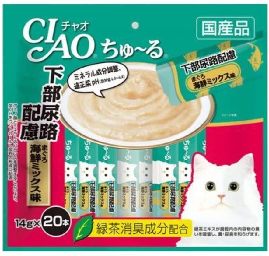 チャオ (CIAO) 猫用おやつ ちゅる 下部尿路配慮 まぐろ 海鮮ミックス味 14g20本入