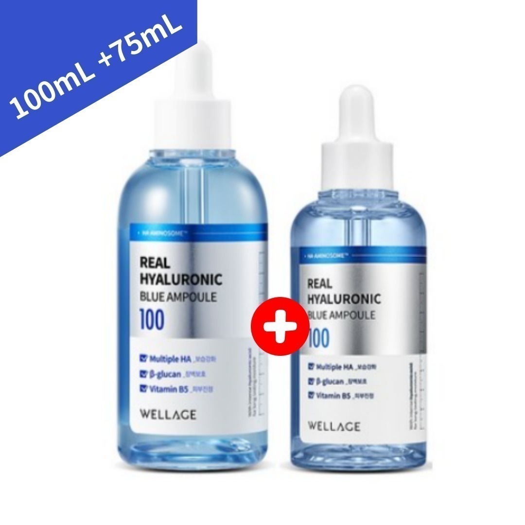 【正規品】リアルヒアルロニックブルー100アンプル, 100ml+75ml/ヒアルロン酸/油水分バランス/肌鎮静/水分鎮静/鎮静ケア