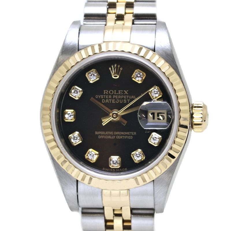 デイトジャスト 10Pダイヤモンド 79173G【オーバーホール済/磨き済】K18YG イエローゴールド xステンレススチール レディース /39888【中古】【腕時計】