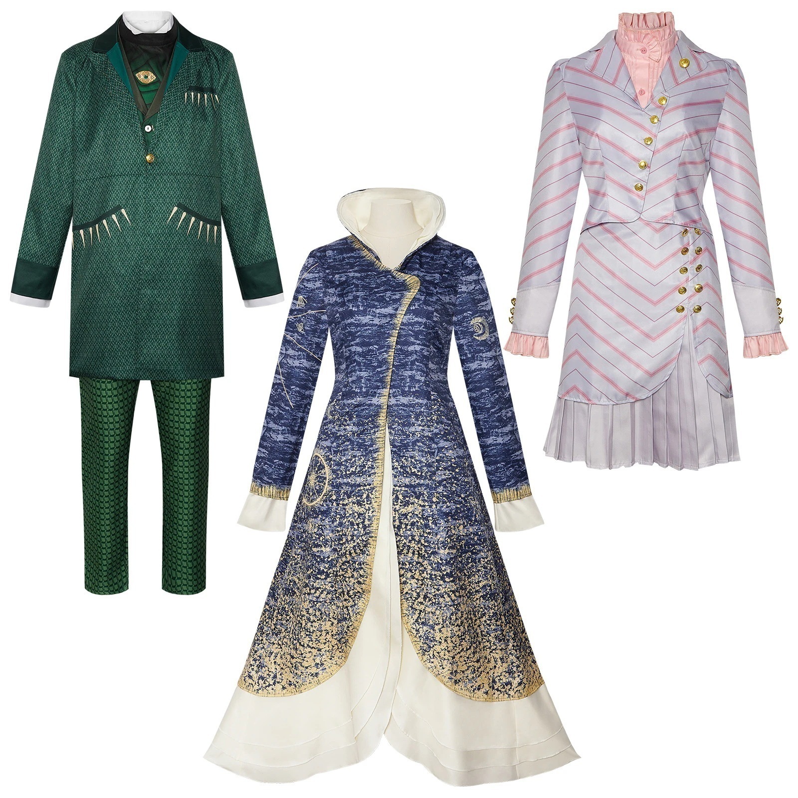 ハロウィーン魔法悪い魔女cos服グリンダピンクストライプセットコスプレ衣装