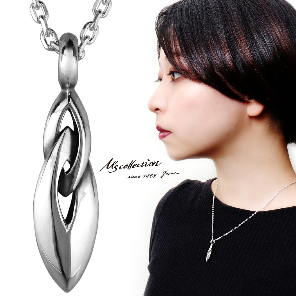 エムズコレクション スモール シャープ Wリング シルバー ネックレス ペンダントトップ シンプル