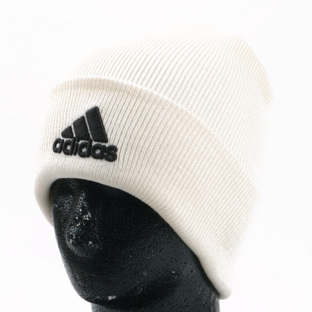 アディダスロゴカフビーニー 7666 アイボリーウィンターハットメンズレディース