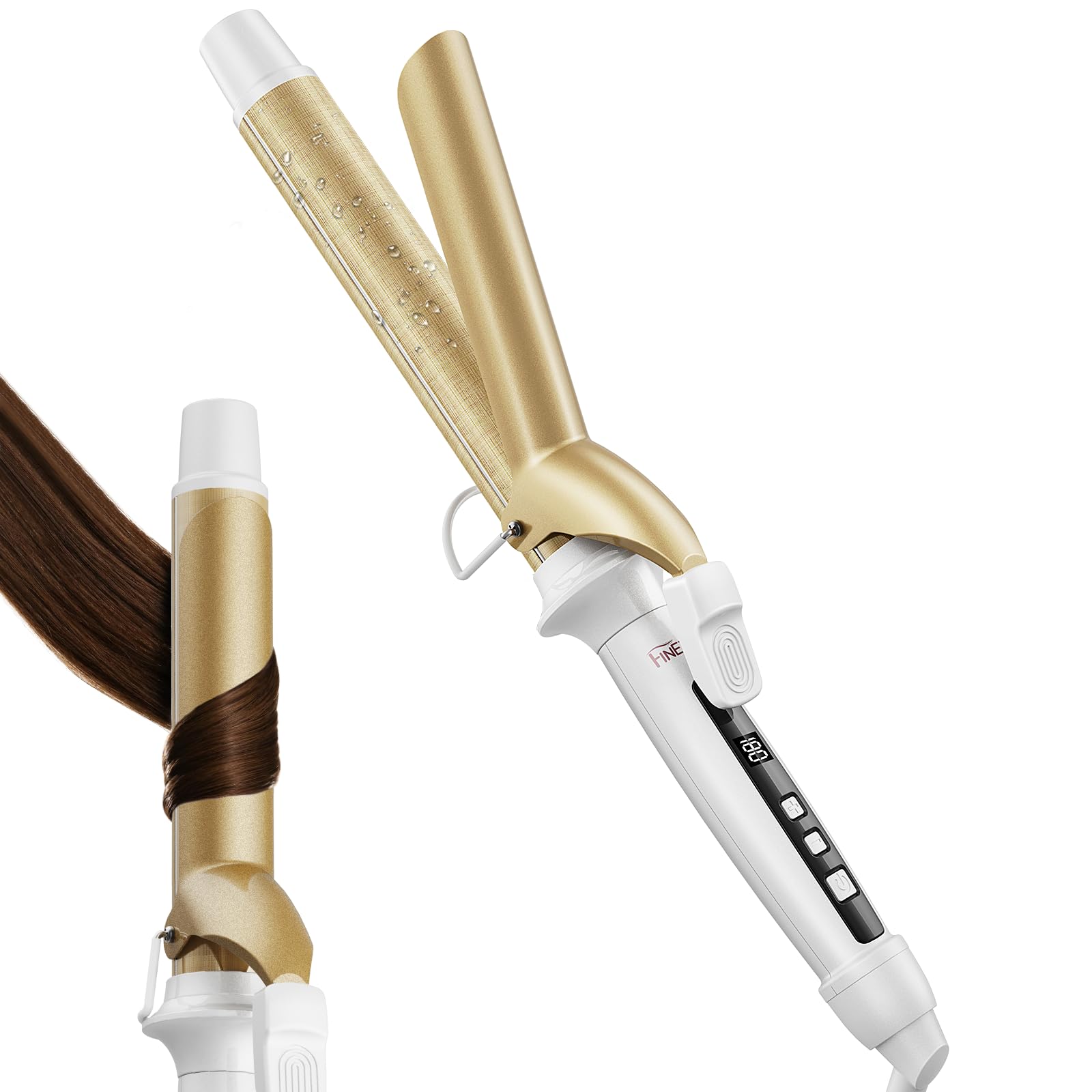 ヘアアイロン コテ 32MM カールアイロン 【シルクプロコテ瞬間水分蒸発防止海外対応】80℃210℃調節可 急速立ち上がり温度記憶機能液晶温度表示360度回転コード1時間自動電源OF