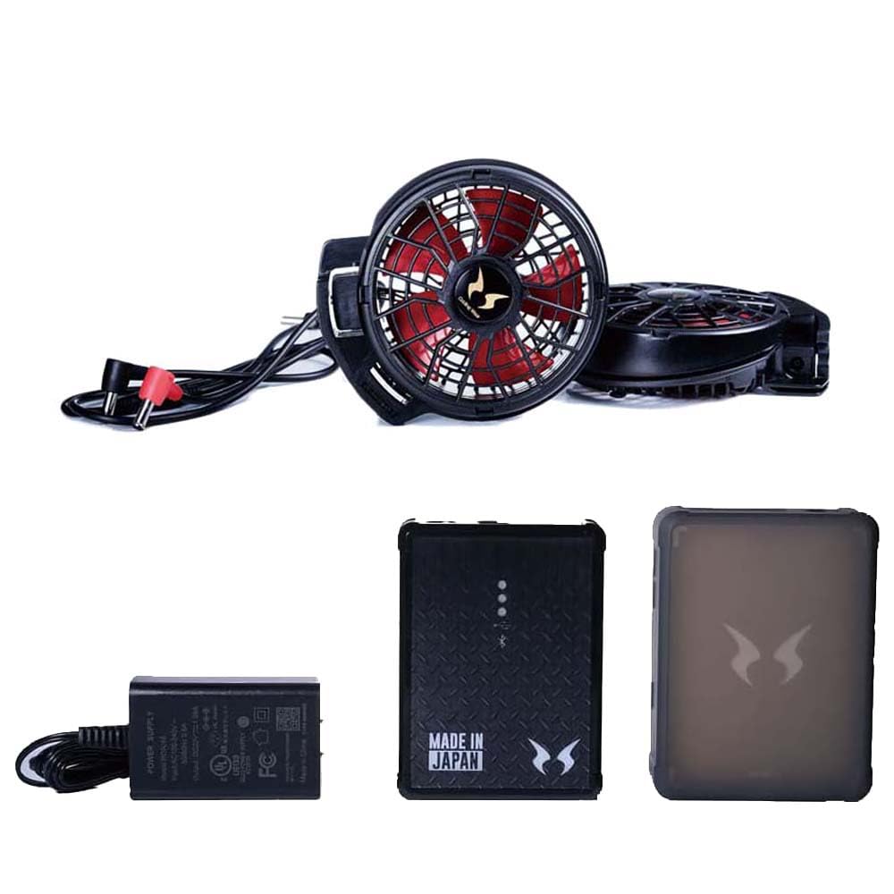 空調風神服 日本製12V仕様リチウムイオンバッテリーセット(RD9291J)＋ななめハイパワーファンセット(RD9010H)＋オリジナルステッカー