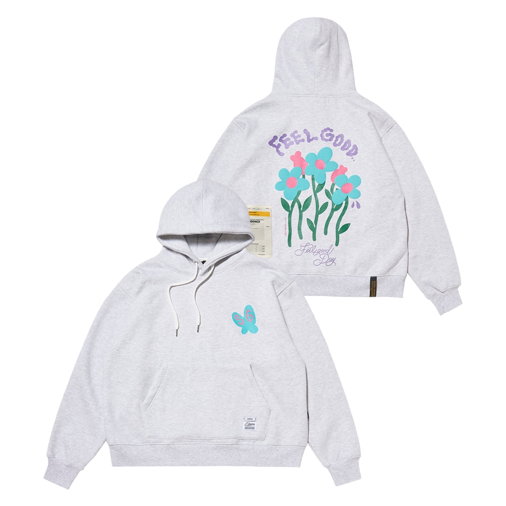 FLOWER OVERSIZED HOODIE WHITE MELANGE