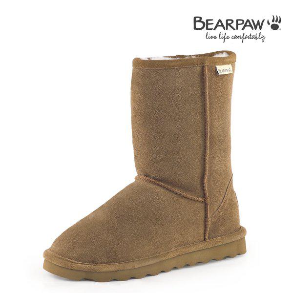 (BEARPAW) 女性用シープスキンブーツ ELLE SHORT ヒッコリー 2367002PDW