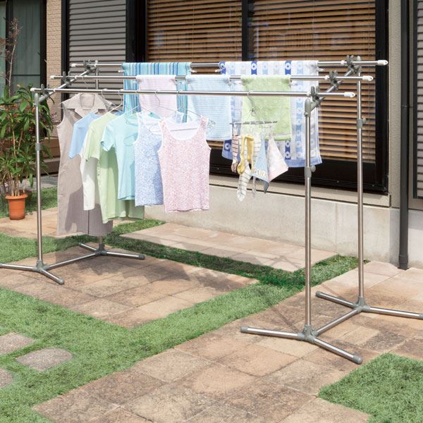 屋外物干しスタンド/洗濯物干し台 スタンド単品 (軽量) 高さ118150cm 大空