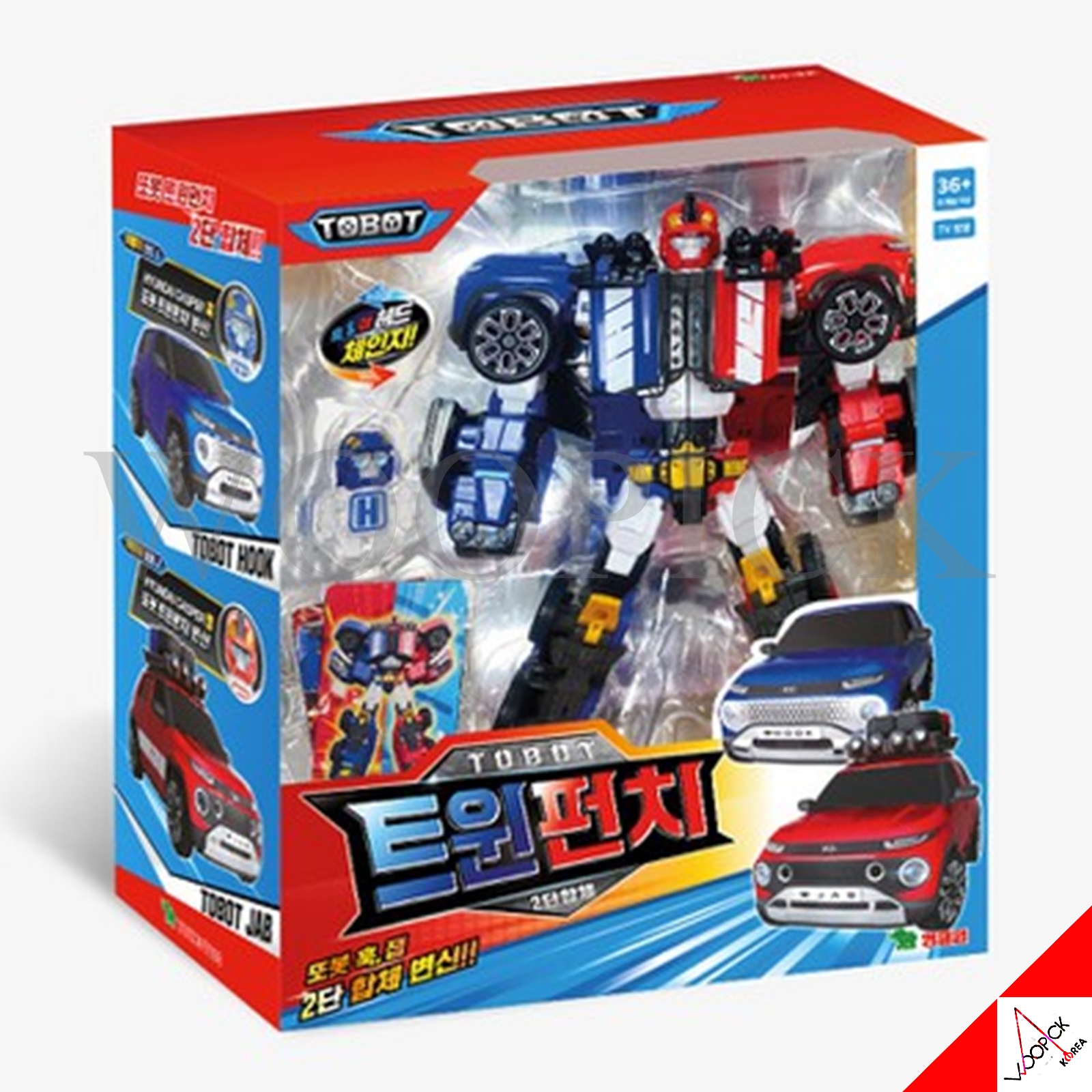 トボット/TOBOT/ツインパンチ/ブルーフック&レッドジャブ/二種ロボット/二段合体ロボット/自動車変身/変身ロボット/韓国ロボット/Twin Punch/2024/新型/韓国正品