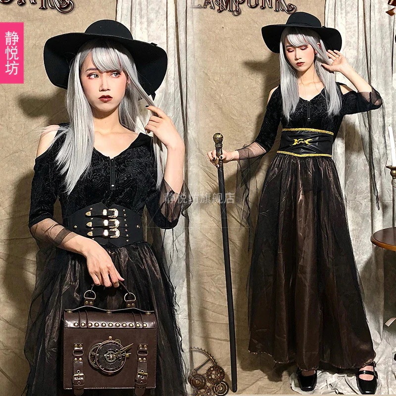 ハロウィン 大人用コスチューム ヴァンパイア ロングスカート 女性 地獄 ゴースト コスチューム デスウィッチ コスチューム ヴァンパイア 魔女