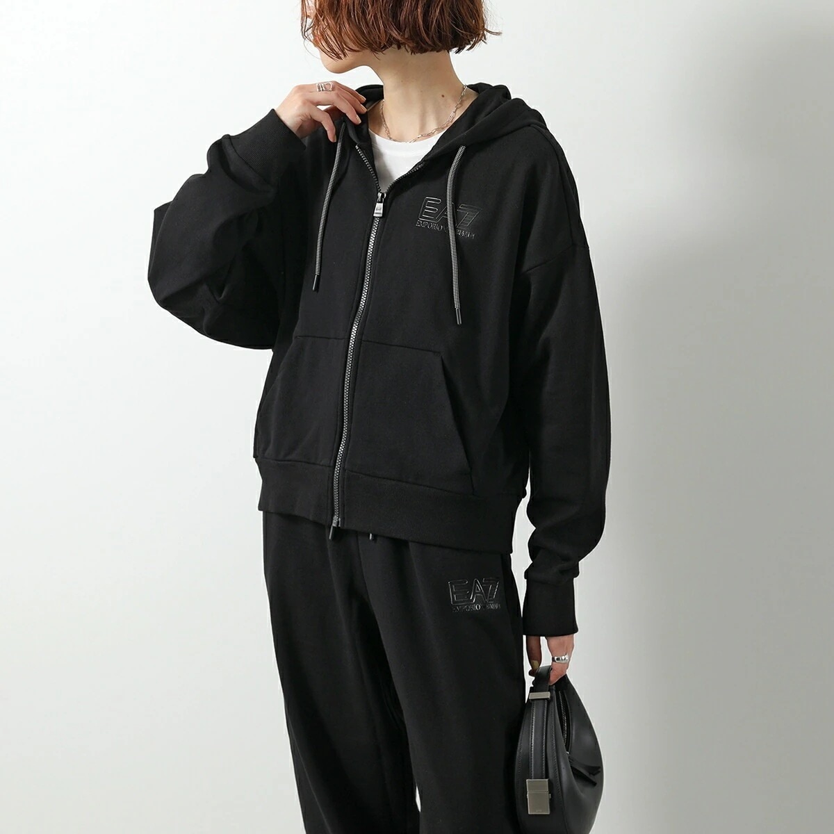 EA7 EMPORIO ARMANI エアセッテ エンポリオアルマーニ セットアップ 7W000110 AF12473 レディース ジップアップ パーカー + スウェットパンツ ロゴ UC001 【m