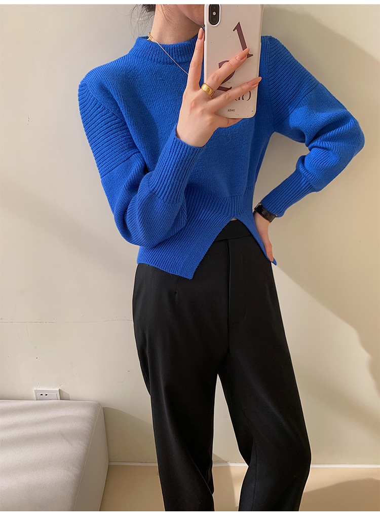 レディース ファッション セーター 秋 冬 デザイン インナーデザイン ニッチ ニット ボトム トップス ブルー ＳＭＬ トップス 袖あり かわいい 大人可愛い きれいめ シンプル カジュアル 大人 7,828円