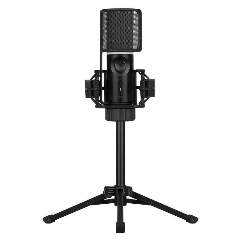 STREAMPLIFY　ゲーミングマイク コンデンサー型 単一指向性 48kHz/16bit 三脚付属 ［φ3.5mmミニプラグ］ ブラック　MIC-48-RGB-TP-BK