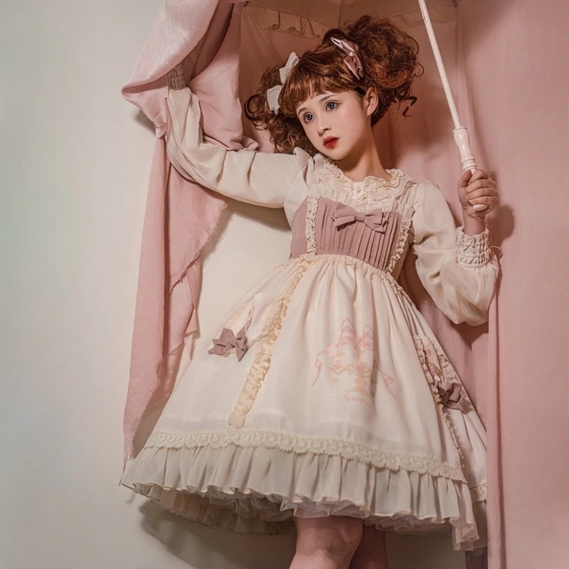 【フルセット】デザインおやすみくまjskワンピースサスペンダードレスlolitaロリータ甘くて可愛い