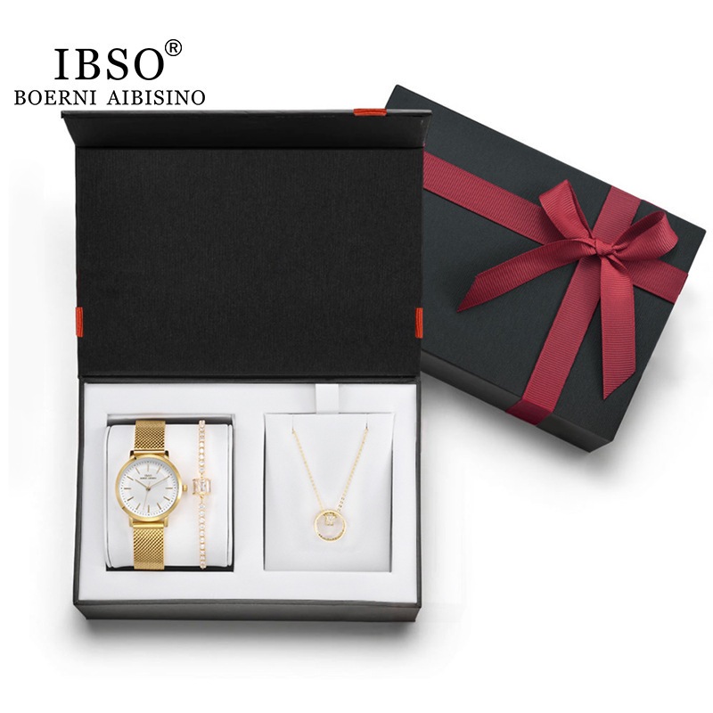 Ibso新型セットカバーセット腕時計ネックレスブレスレットと腕時計プレゼント文房具セット源工場