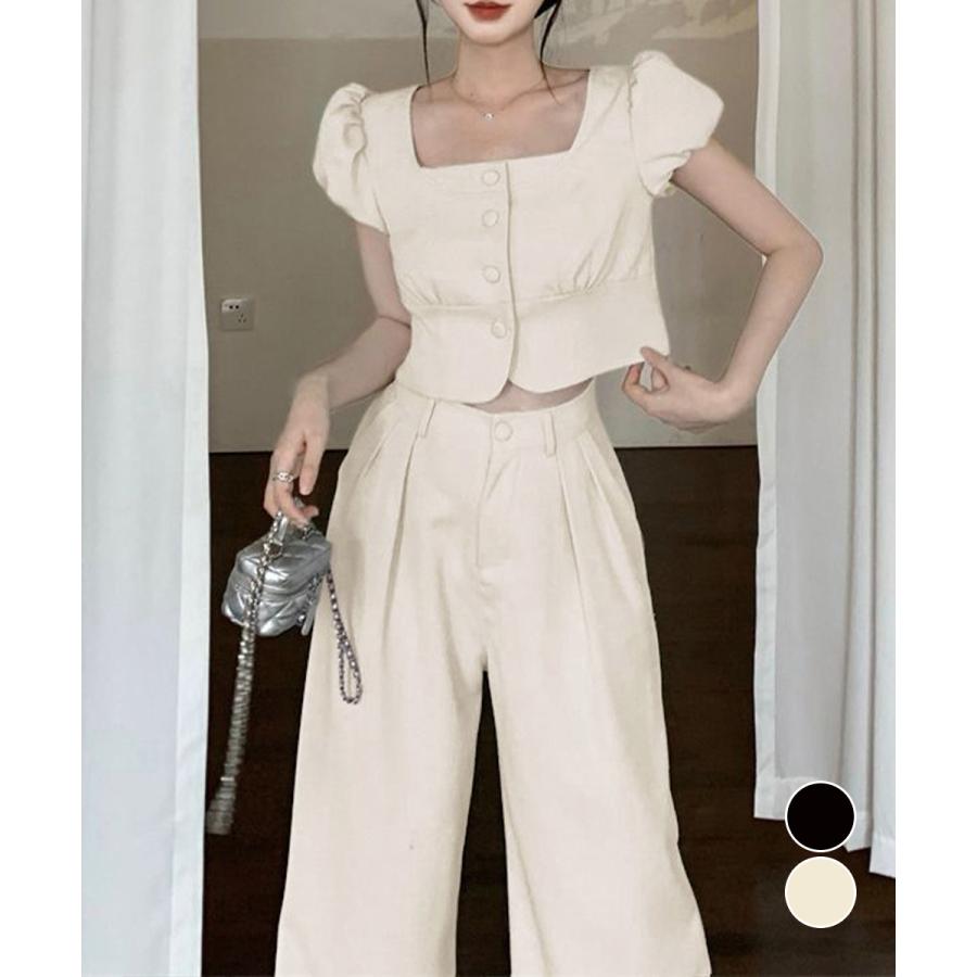 セットアップ春夏半袖トップスワイドパンツ【ゆうパケット】