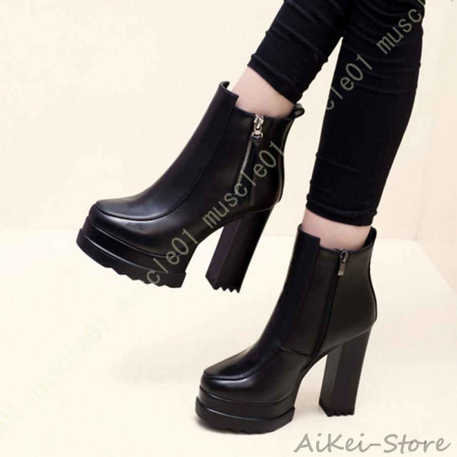 歩きやすい 美脚 ショートブーツ ブーティ レディース スエード調 ハイヒールラウンド トゥ サイドジップ おしゃれ ミドルブーツ ヒールブーツ シンプル