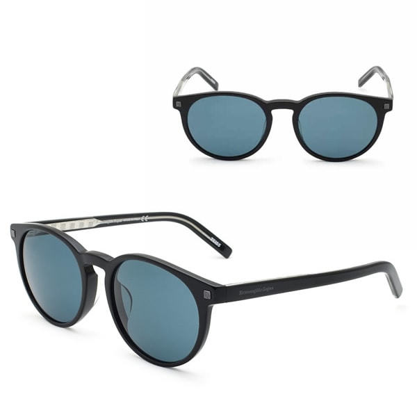 サングラス EZ0172-F/S 01V 55 Ermenegildo Zegna サングラス アジアンフィット UVカット ブラック スモークブルー