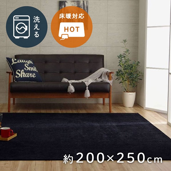1292340046502 ラグ 洗える 無地カラー モデルノ ブルー 200×250cm メーカー直送