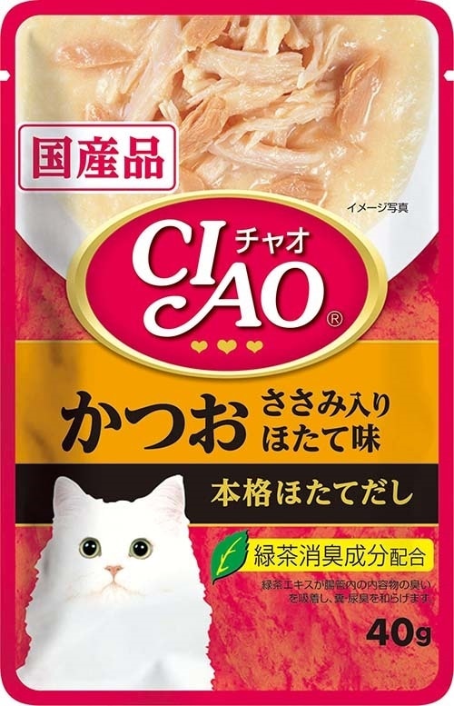 （まとめ買い）いなばペットフード CIAOパウチ かつお ささみ入り ほたて味 40g IC-203 猫用 [x48]