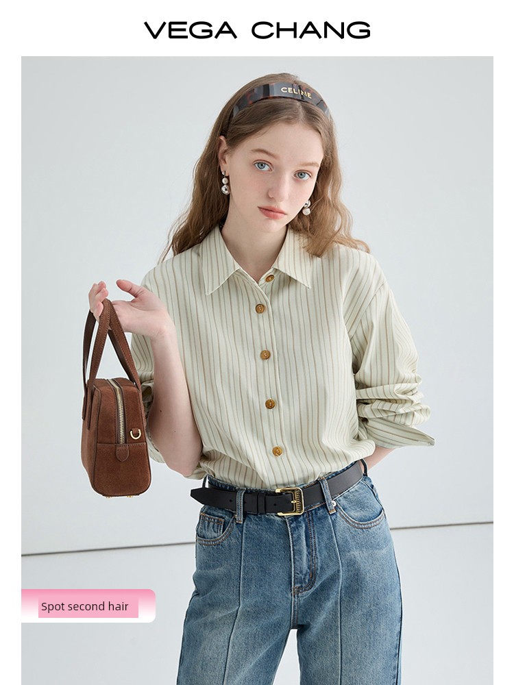 ニッチルーズ長袖ストライプシャツ