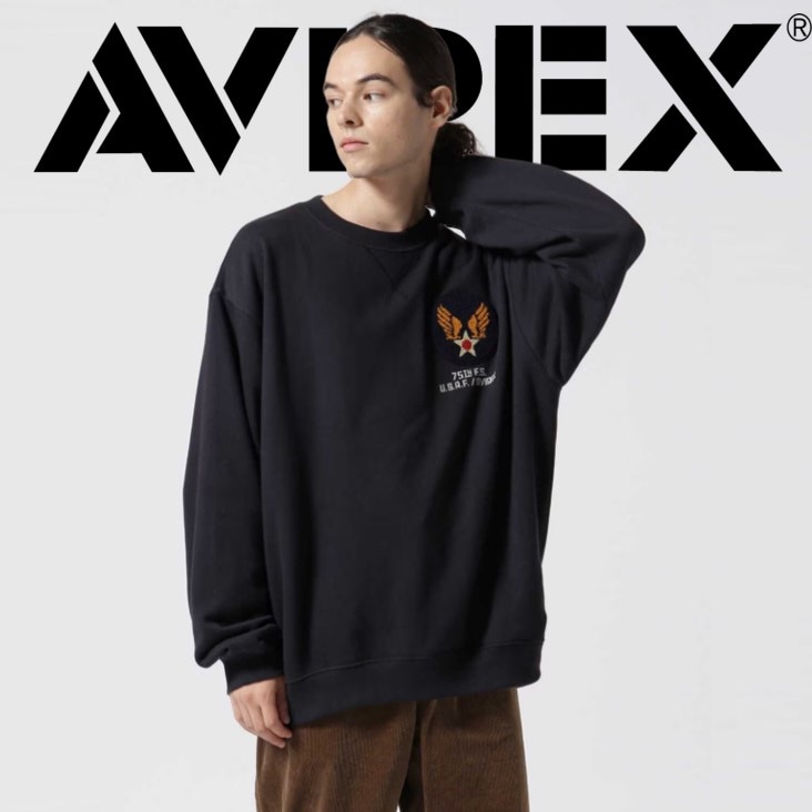 AVIREX アヴィレックス トレーナー CLASSIC SWEAT KEEP EM クルーネック スウェット 長袖 サガラ刺繍 秋 冬 メンズ 男性 ミリタリー アメカジ アメリカ 6123443