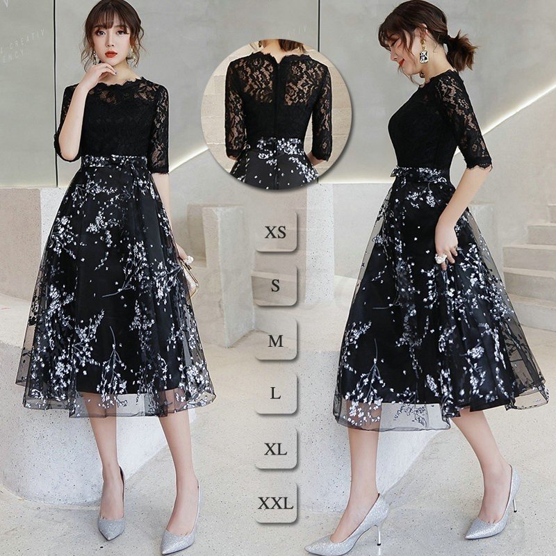 パーティードレス 結婚式 ワンピース 黒ドレス 10代 20代 30代40代 フォーマル お呼ばれ