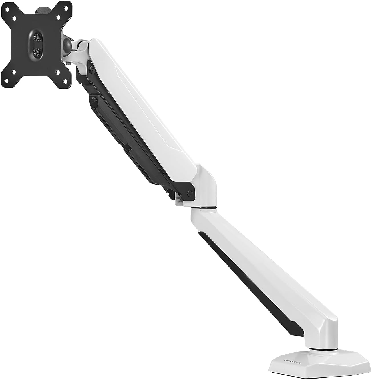 モニターアーム 1画面 シングル ホワイト VESA規格 100mm/75mm 耐荷重6kg まで 対応 ガススプリング式 かんたんアタッチメント設置 クランプ DA-ARMS5W/UE
