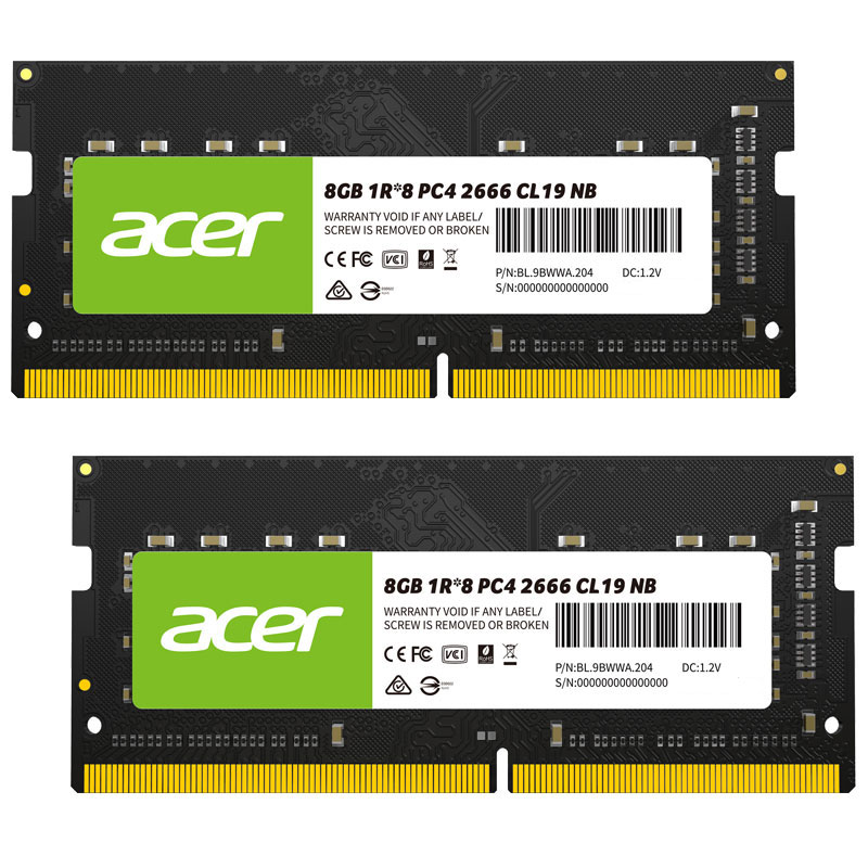 AcerノートPC用メモリPC4-21300(DDR4-2666)16GB(8GBx2枚)DDR4DRAMSODIMMSD100-8GB-2666-1R8 企業向けバルク品永久保証
