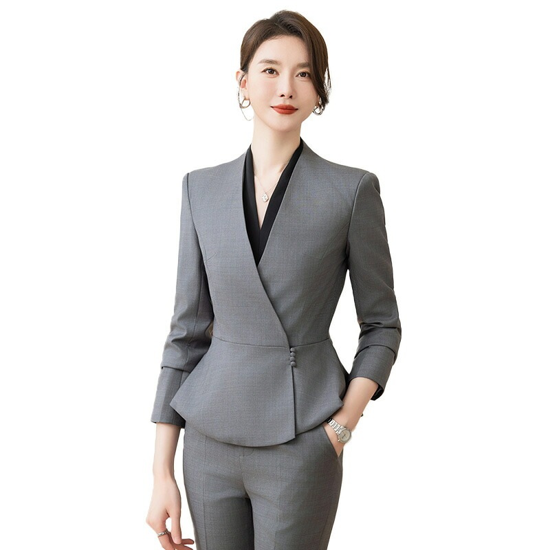 女性用 作業服 春秋 長袖 高級 スーツ ジュエリー店 接客 正装 8057