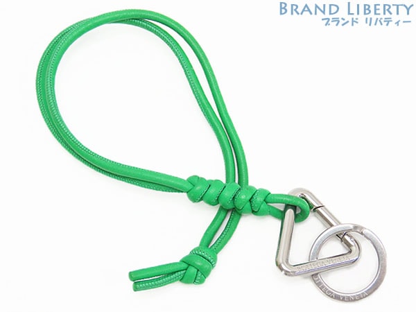 美品ボッテガヴェネタトライアングルノットディテールストラップキーリングキーホルダーチャームパラキート651050