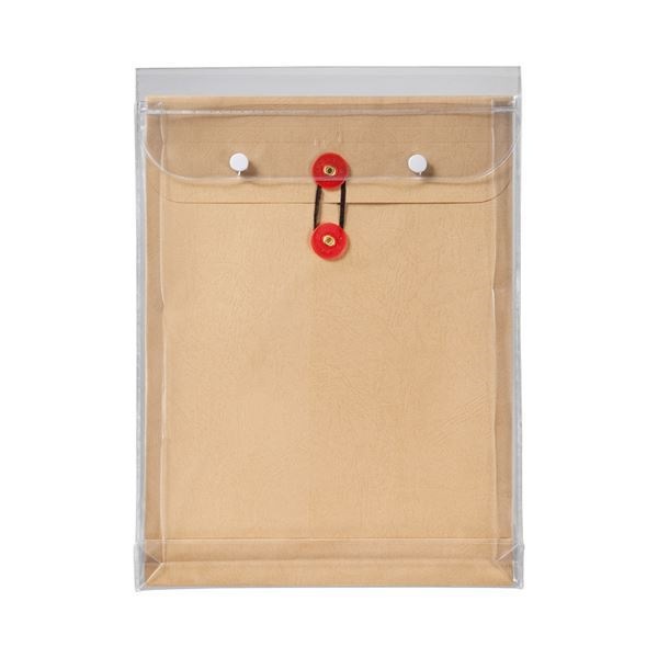 （まとめ） ピース マチヒモ付ビニール保存袋 レザック 角2 184g／m2 茶 業務用パック 912-30 1パック（3枚） 5セット