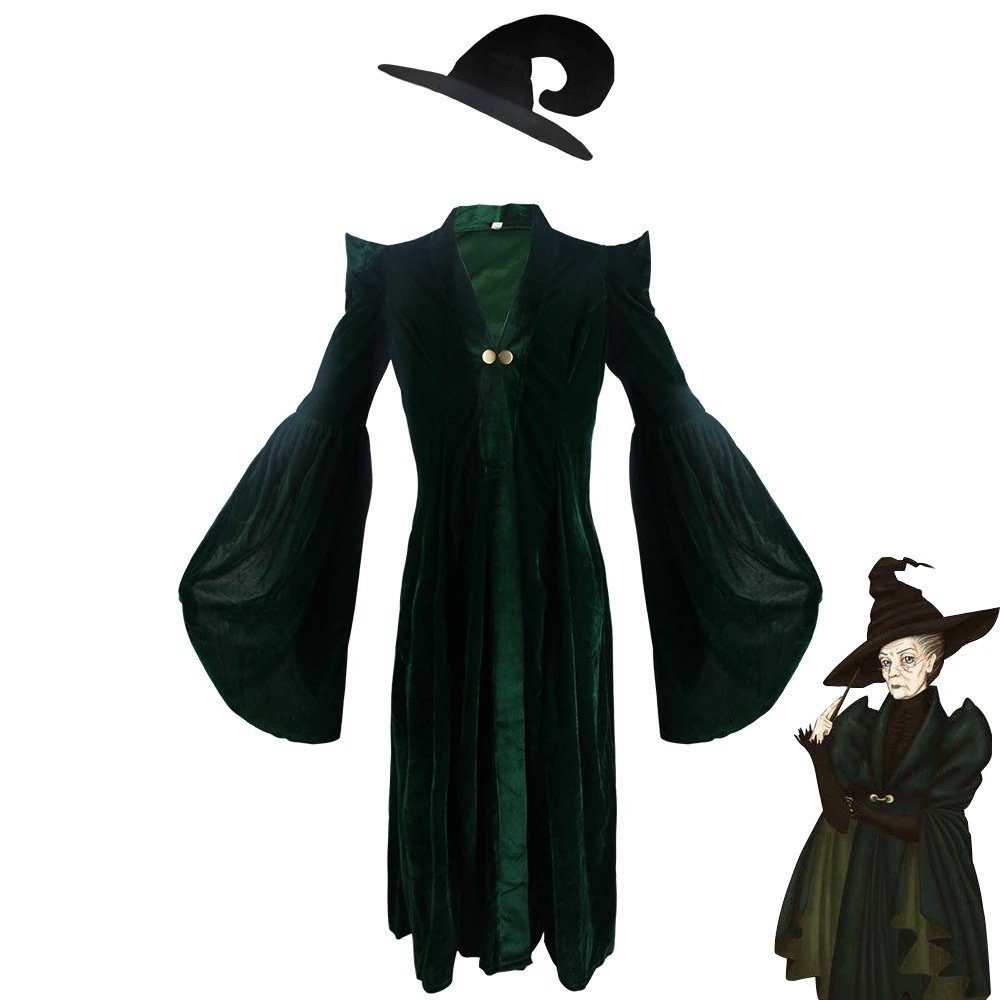 K1381ハロウィーンcos服装ミラー人形マグ教授cos服ローブコスプレホグワーツ学院校長