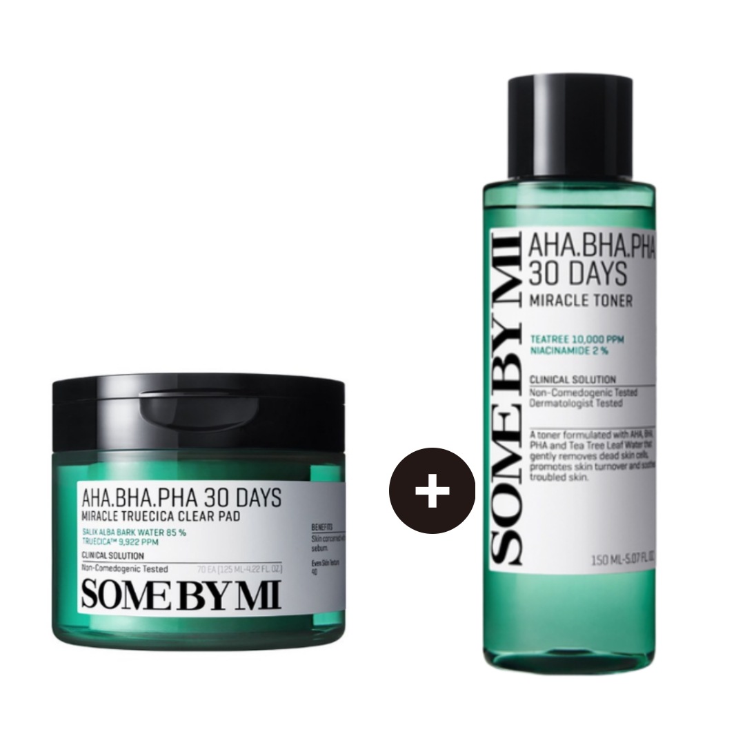 【敏感肌ケア】 AHA BHA PHA 30デイズミラクルトゥルーシカクリアパッド 125ml 70枚＋ミラクルトナー 150ml サリックスアルバ樹皮水85% トゥルーシカ9922ppm 5,330円