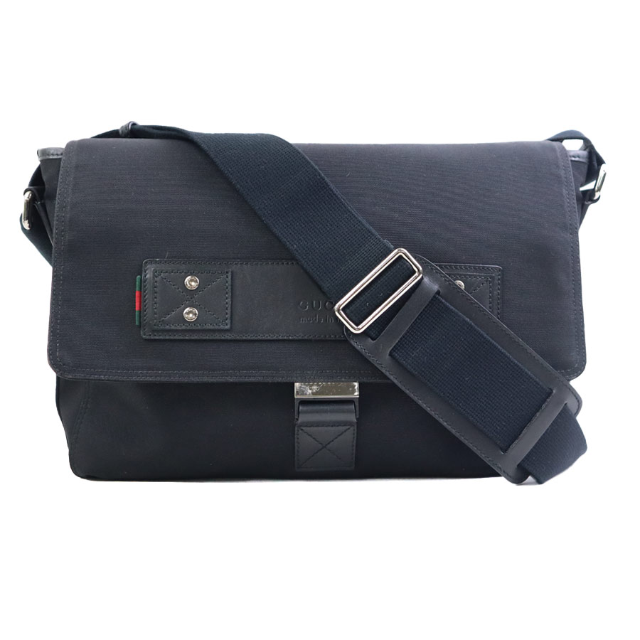 グッチ GUCCI ショルダーバッグ ナイロン/レザー ブラック メンズ 246067 h31964a