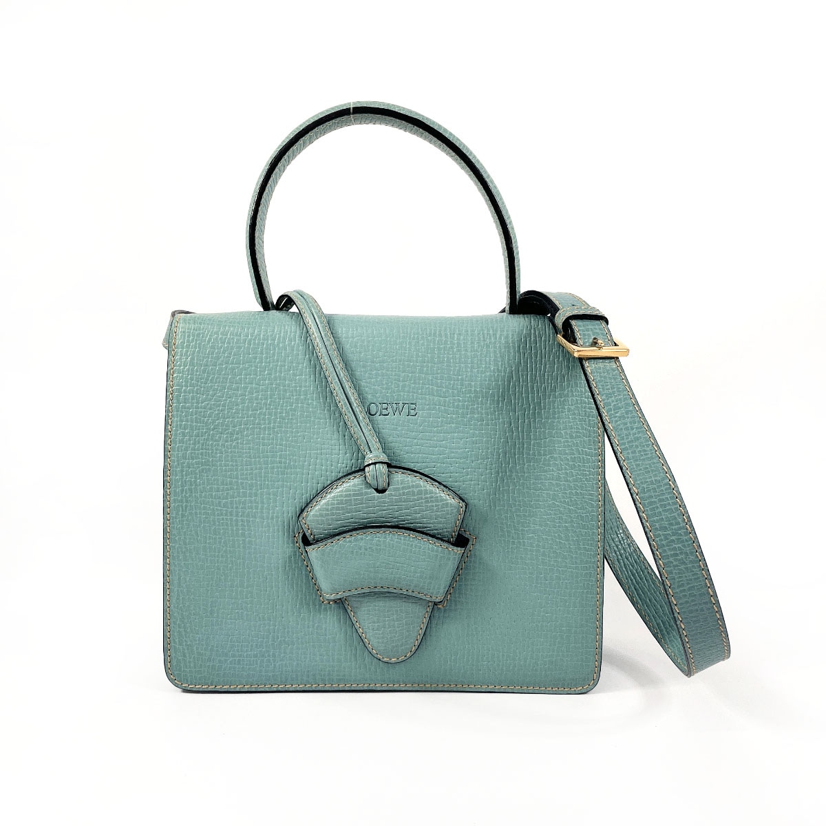 2WAY バルセロナ ハンドバッグ ブルー レザー レディース