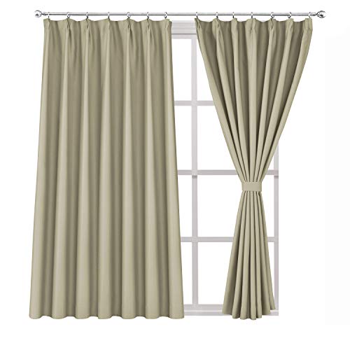 WONTEX 1級遮光 ドレープカーテン 遮光カーテン 断熱 防音 昼夜目隠し 省エネ UVカット フック シンプル 2枚組 ベージュ 幅100cm丈150cm