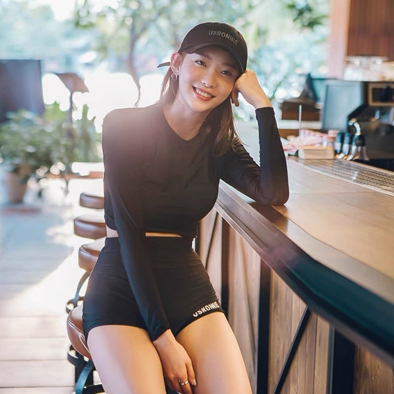 水着 スイムウェア フィットネス水着 競泳水着 セパレート 長袖 ハイウエスト 水陸両用 セット 上下セット 2点セット ツーピース シンプル カジュアル ナチュラル おしゃれ お洒落 スタイリッシュ