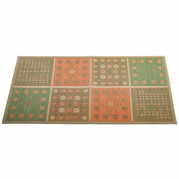 袋織 い草玄関マット フラワー 約60x120cm IFLOWER120 オレンジ