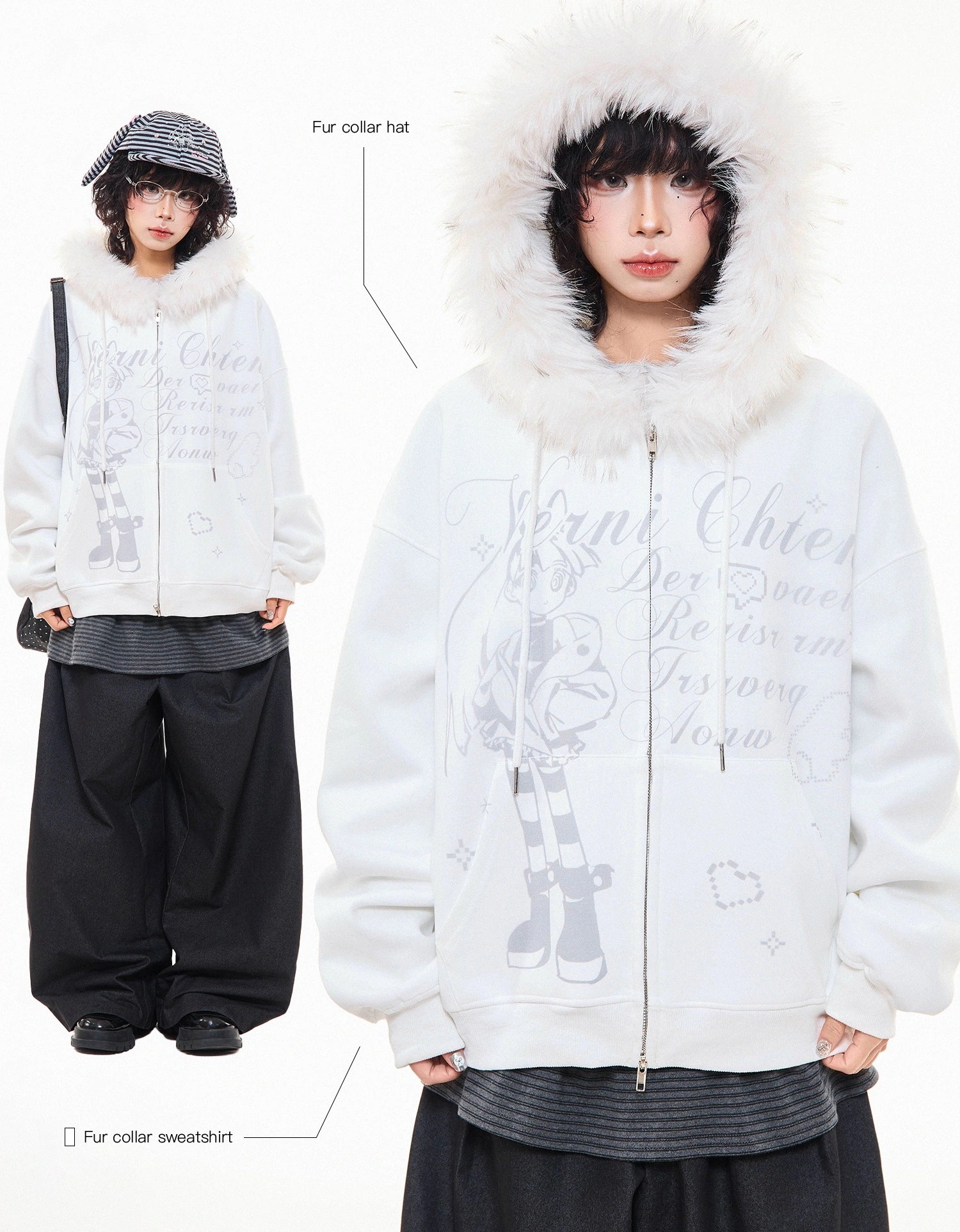 最安値!2026 秋冬 韓国っぽ 防寒 暖かい プリント アウタートレンド かわいい レディース ブルゾンフード付きロング丈 長袖トップスカジュアルファッション系フェイクフルカラーダコーデトラック